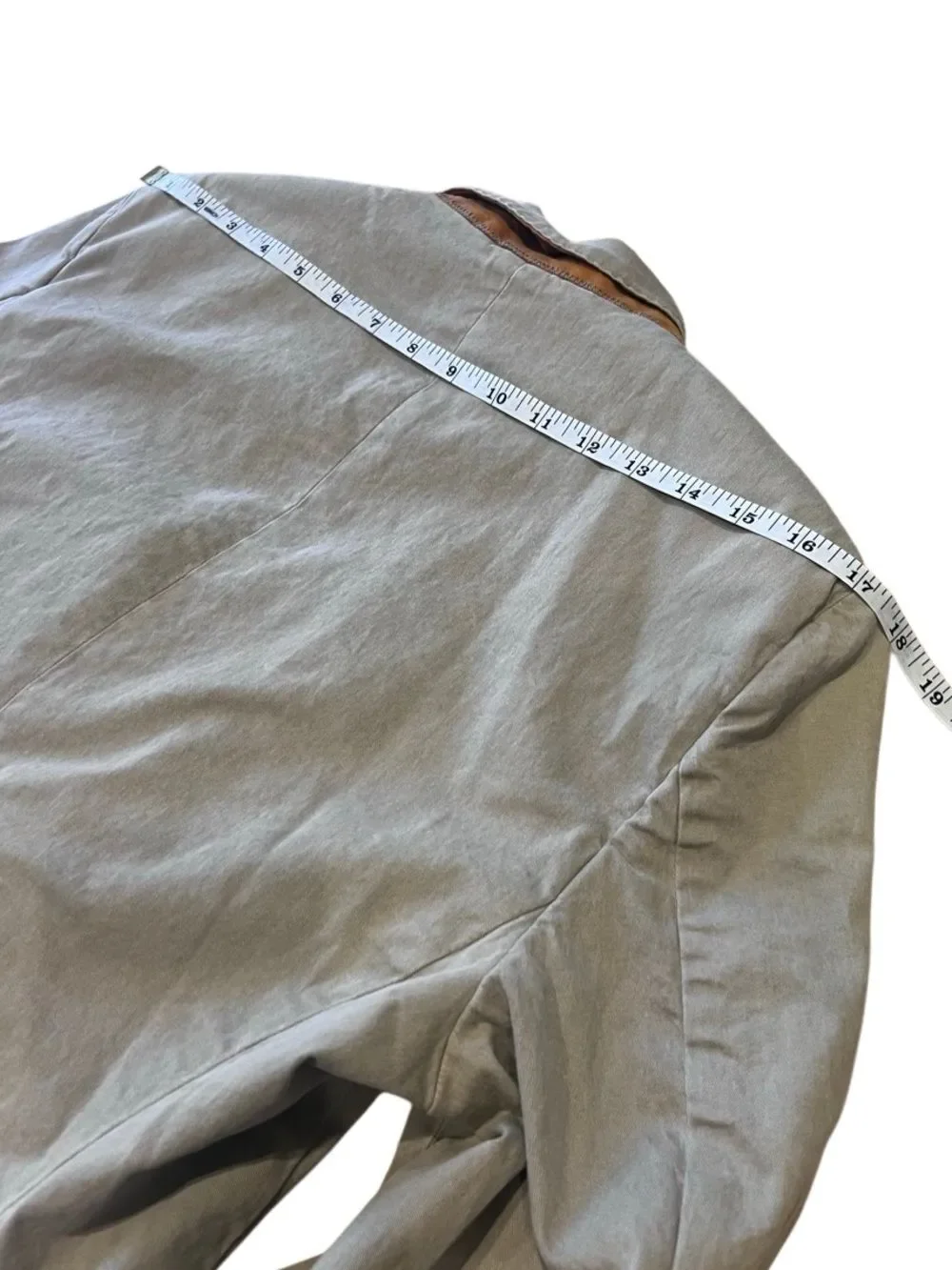 Zara Man Blazer Cotton Denim Tan Khaki Size Large